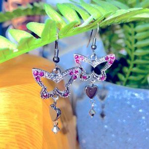 VINTAGE/ GOTHIC  LOOK BRAND NEW BUTTERFLIES  DANGLING EARRINGS